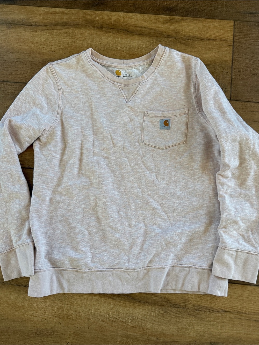 Carhartt Kids Light Pink Long-Sleeve Pocket Sweatshirt L (12-14)